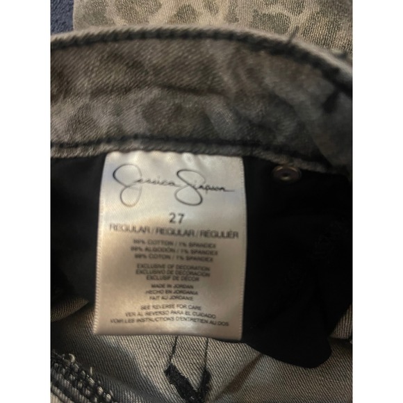 Jessica Simpson Forever Skinny Y2K Style Leopard Acid Wash Jean Low Rise Size 27 - Picture 12 of 13
